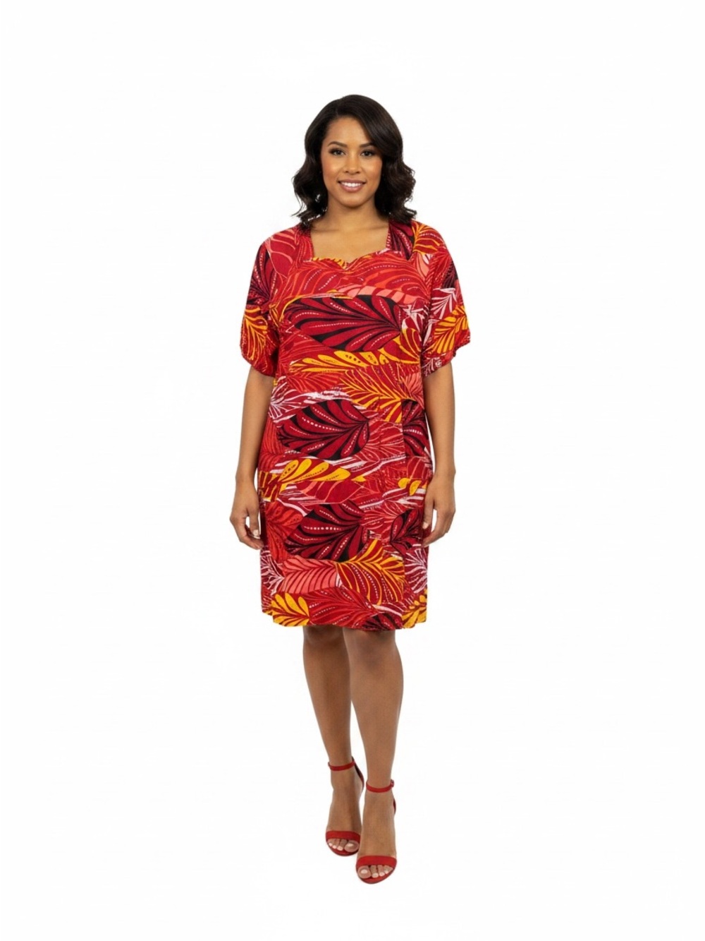 Women’s Red Tropical Print Dress